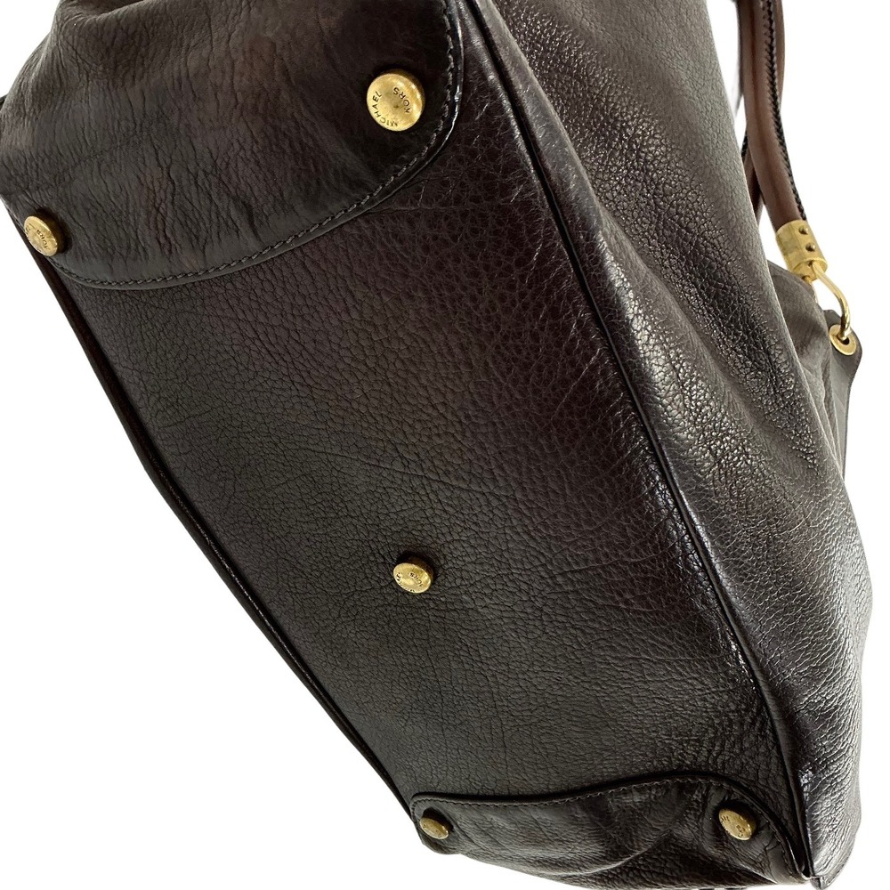 VTG Michael Kors Studded Leather Hobo Dark Brown Bag Gold Hardware Italy Made‎ - Picture 10 of 16